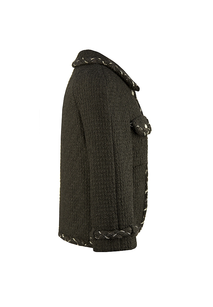 Черный твидовый жакет Chanel