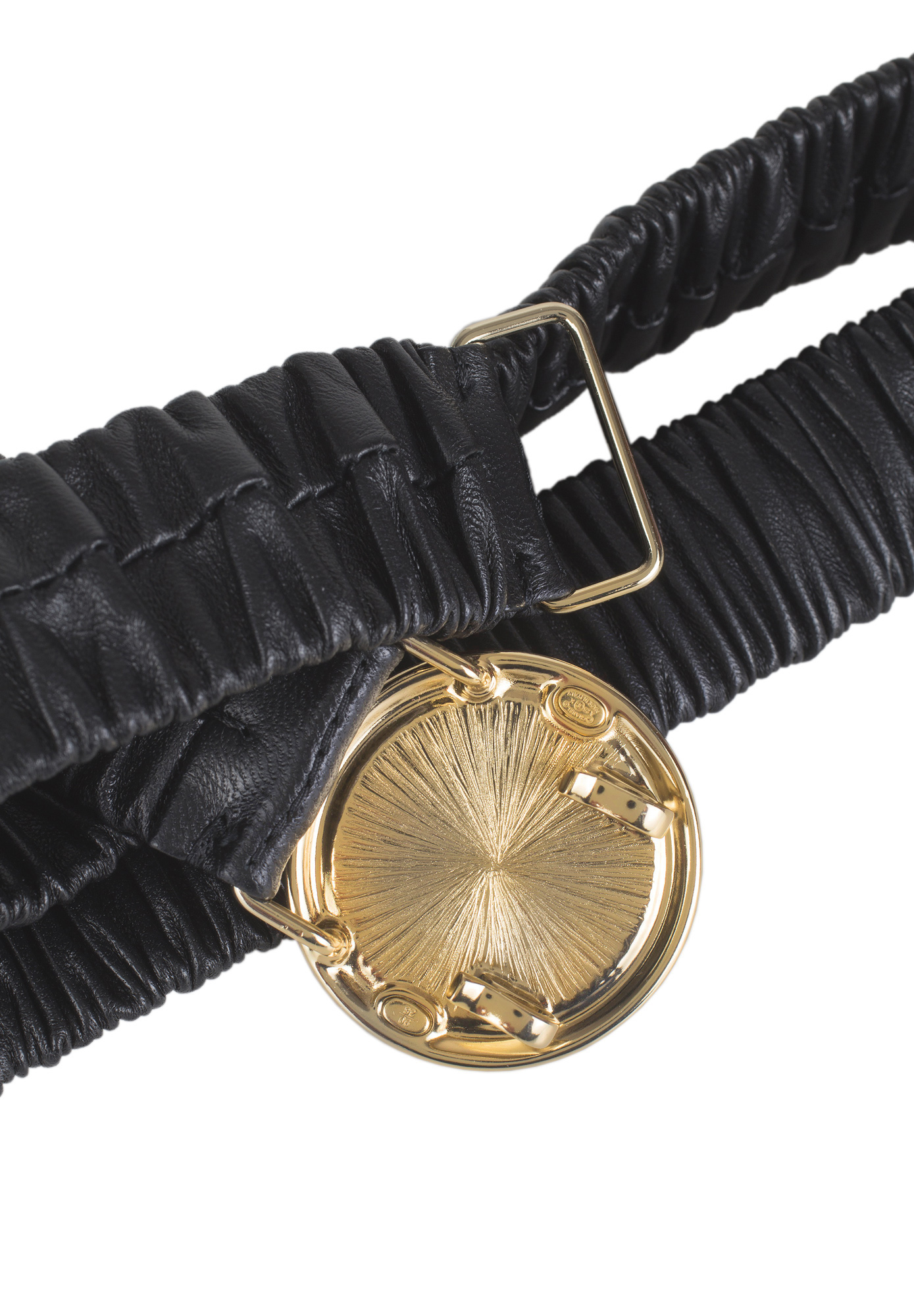 Черный кожаный ремень Chanel с жемчужной пряжкой