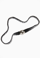 Черный кожаный ремень Chanel с жемчужной пряжкой