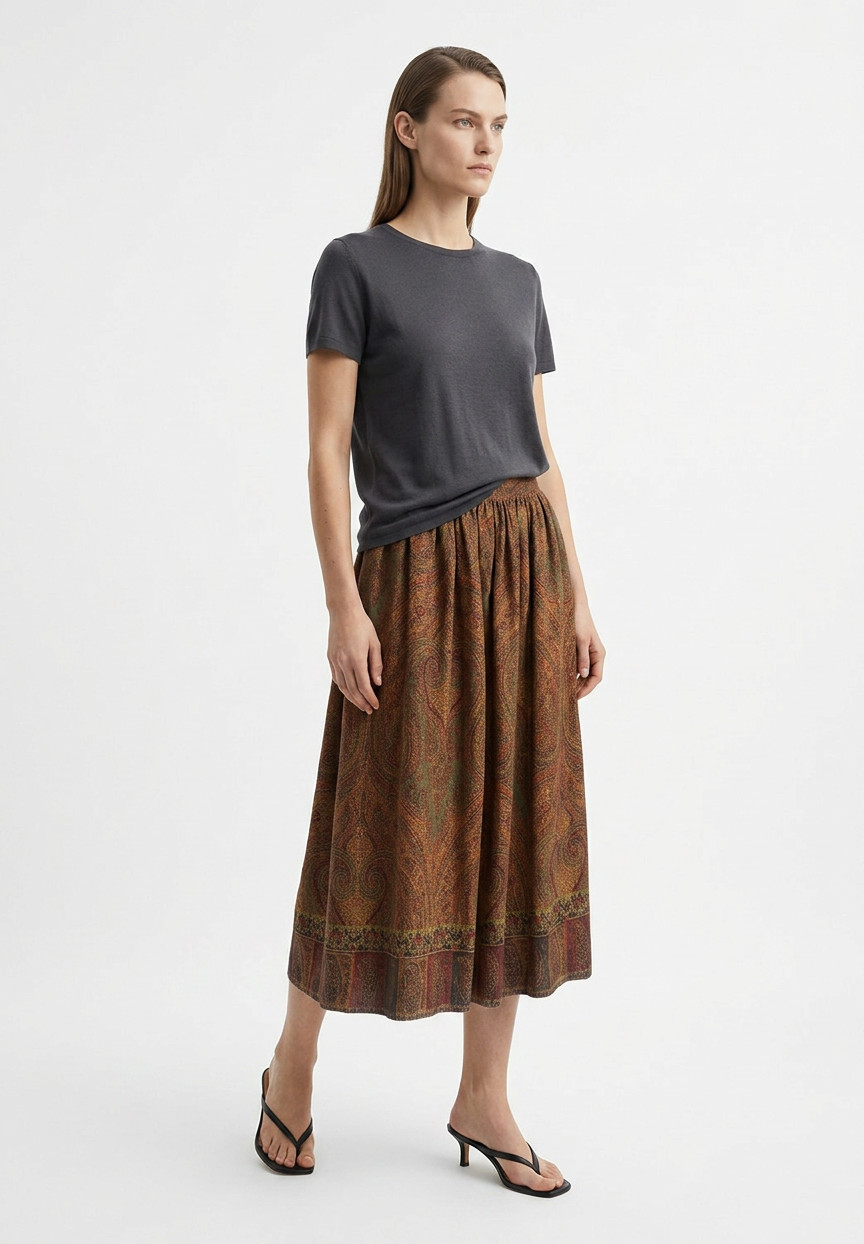 Коричневая юбка Etro с рисунком пейсли