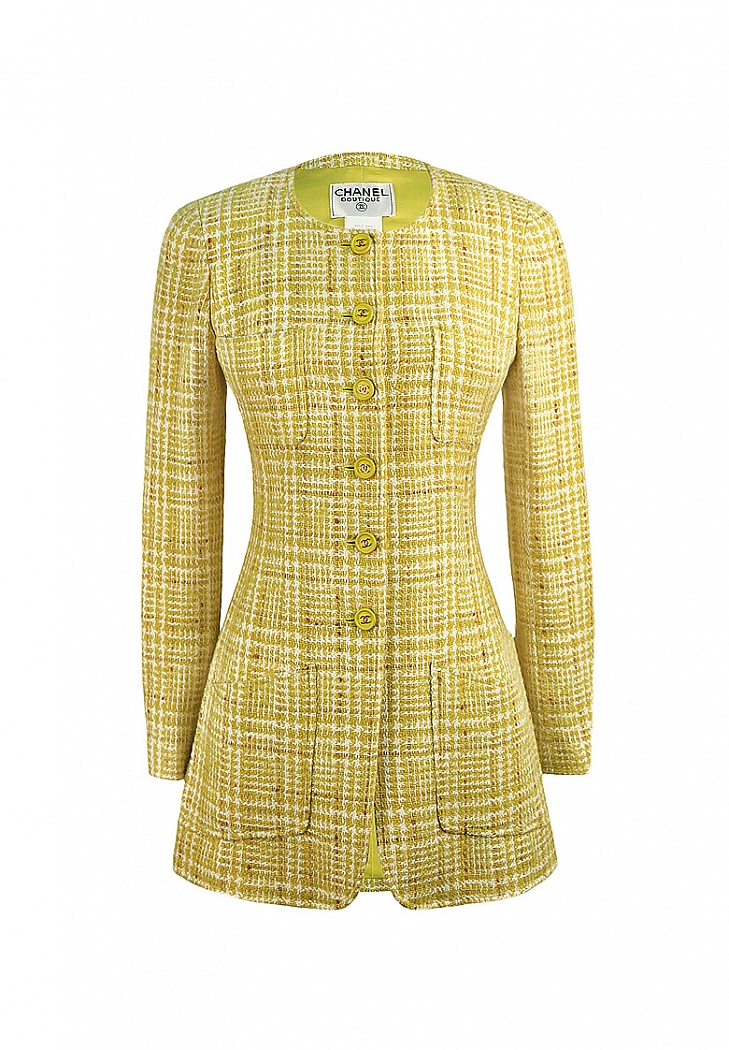 Салатовый твидовый жакет Chanel