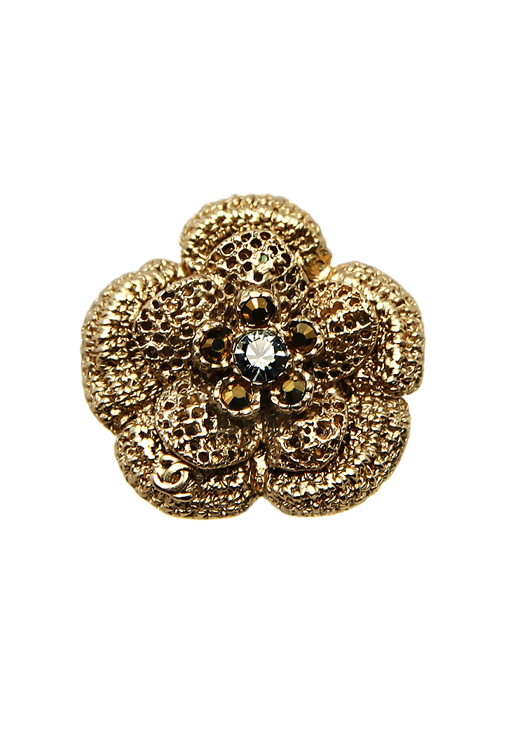 Брошь-камелия Chanel с кристаллами