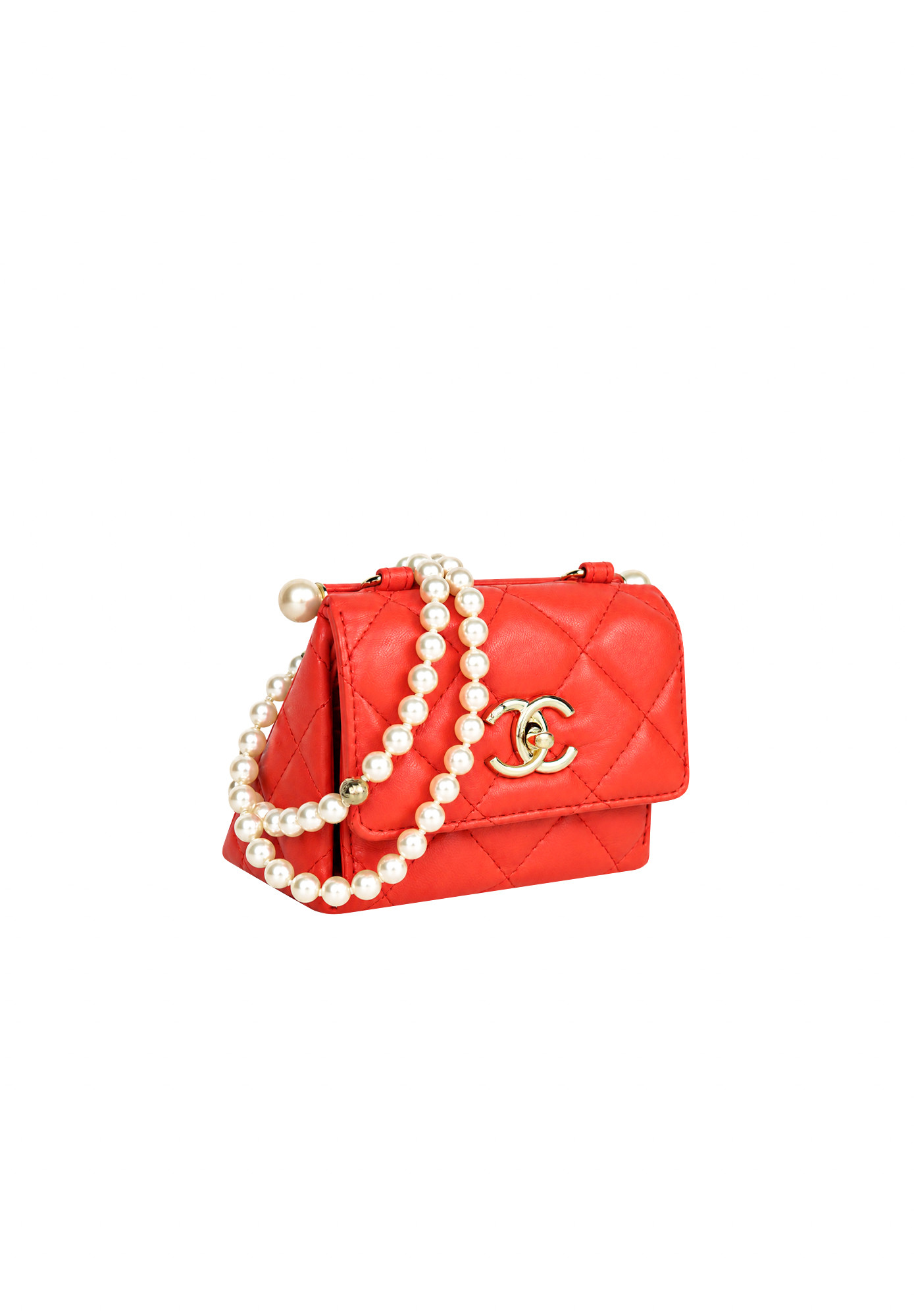 Коралловая сумка Chanel Pearl Chain Mini Clutch