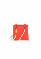 Коралловая сумка Chanel Pearl Chain Mini Clutch