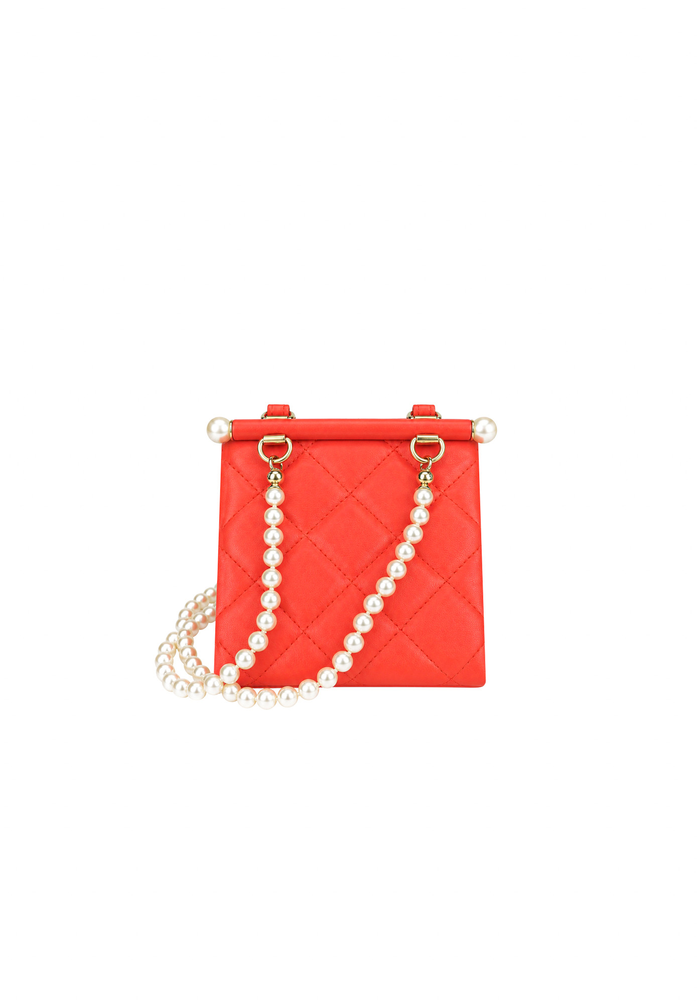 Коралловая сумка Chanel Pearl Chain Mini Clutch