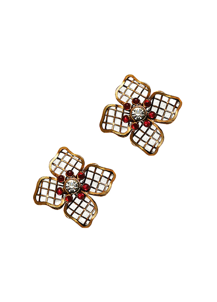 Клипсы-цветы Chanel с кристаллами Gripoix