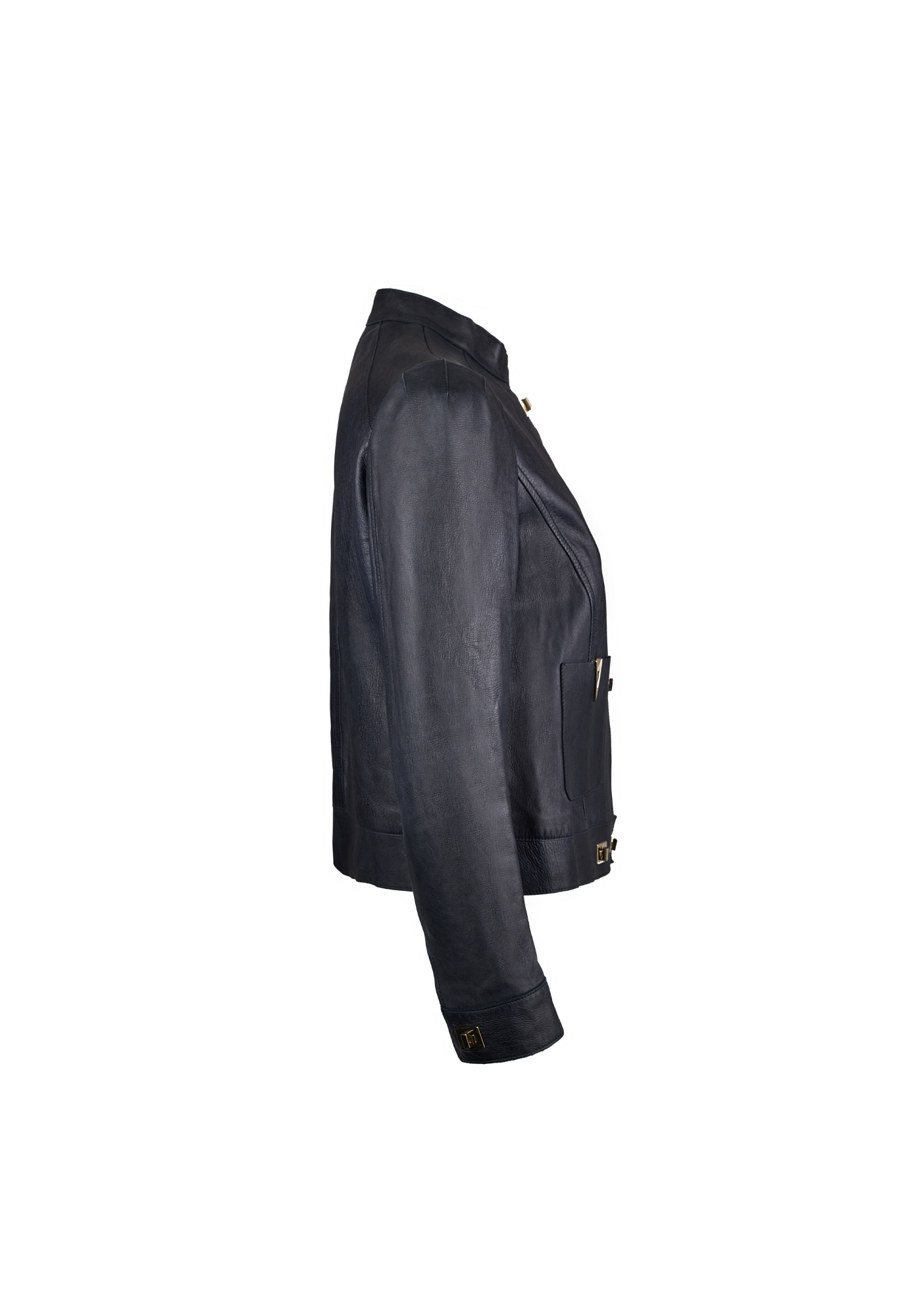 Темно-синяя кожаная куртка Valentino