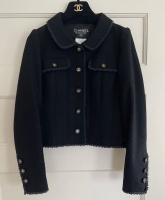 Черный твидовый жакет Chanel