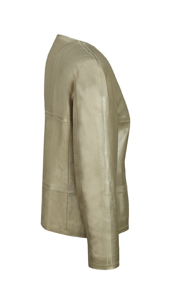 Кожаный золотистый жакет Chanel