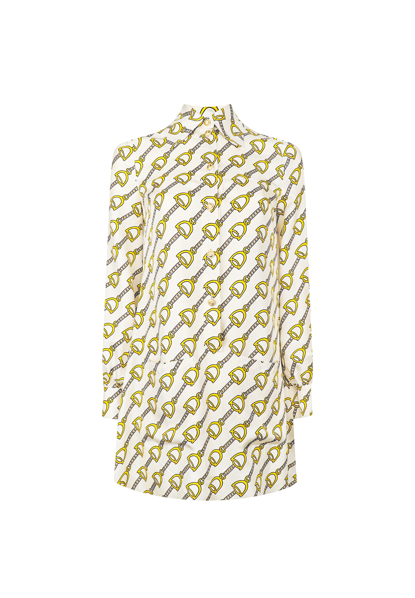 Шелковое платье-рубашка Gucci с принтом