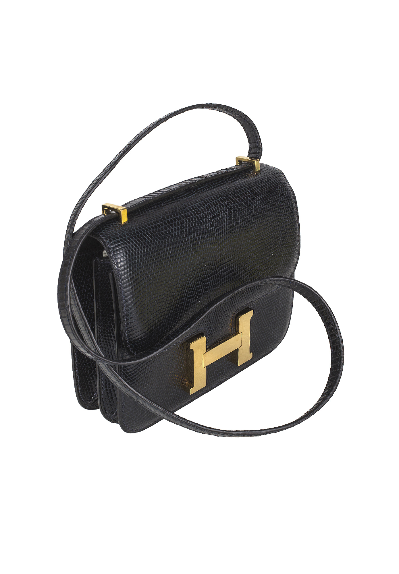 Винтажная сумка Hermès Constance 18 Mini Bleu Marine Lizard