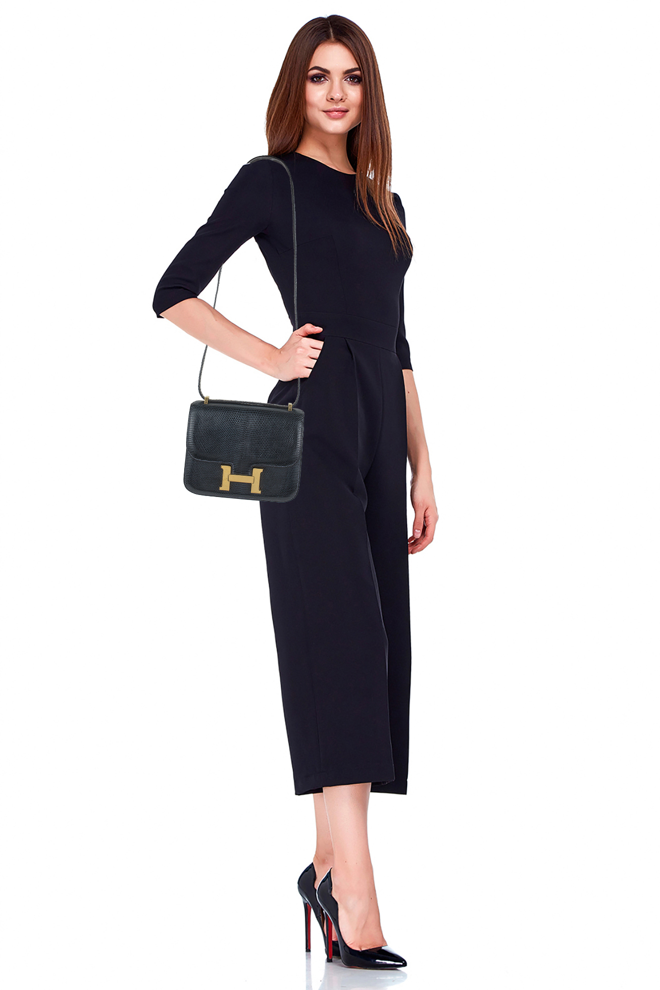 Винтажная сумка Hermès Constance 18 Mini Bleu Marine Lizard