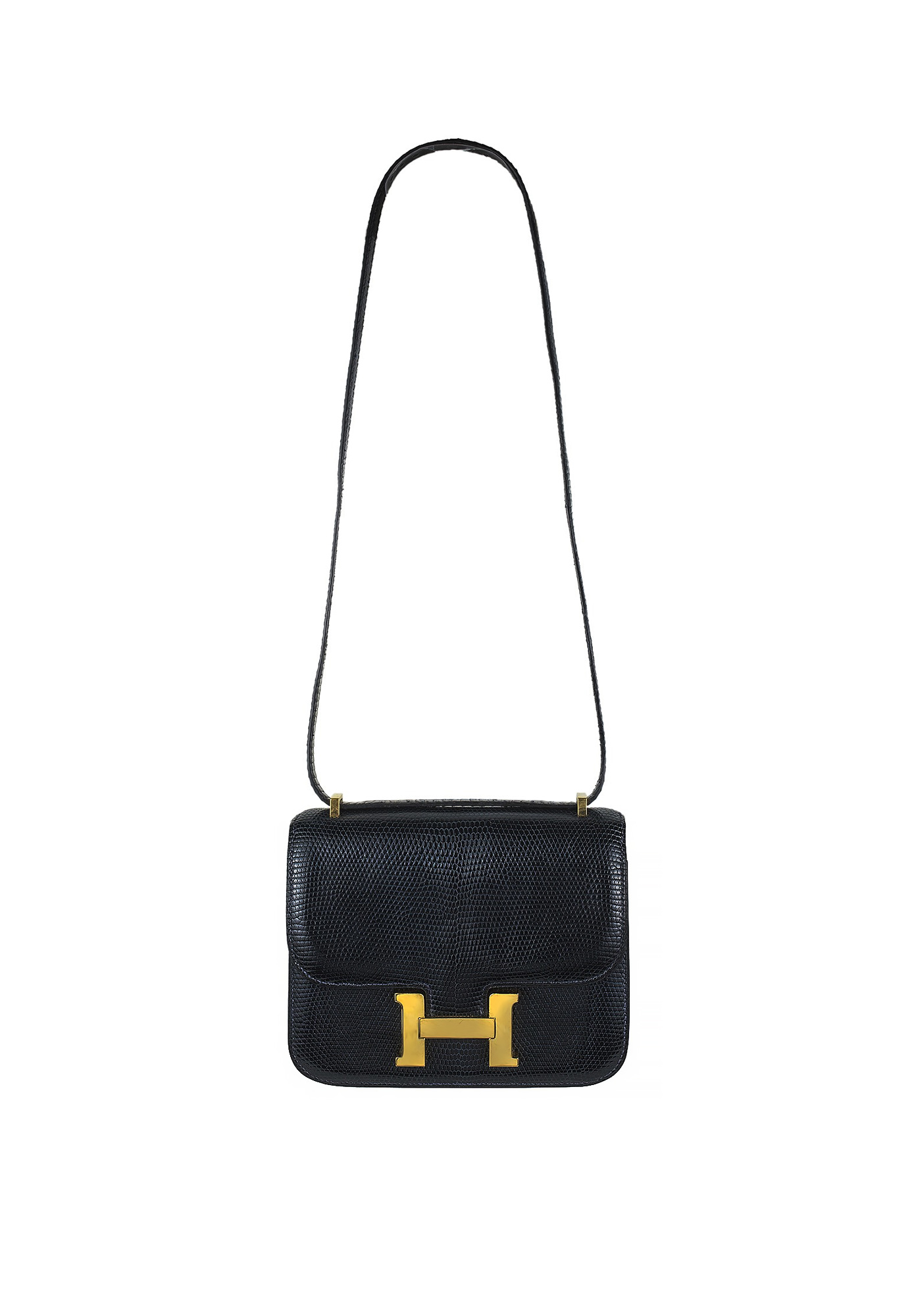 Винтажная сумка Hermès Constance 18 Mini Bleu Marine Lizard