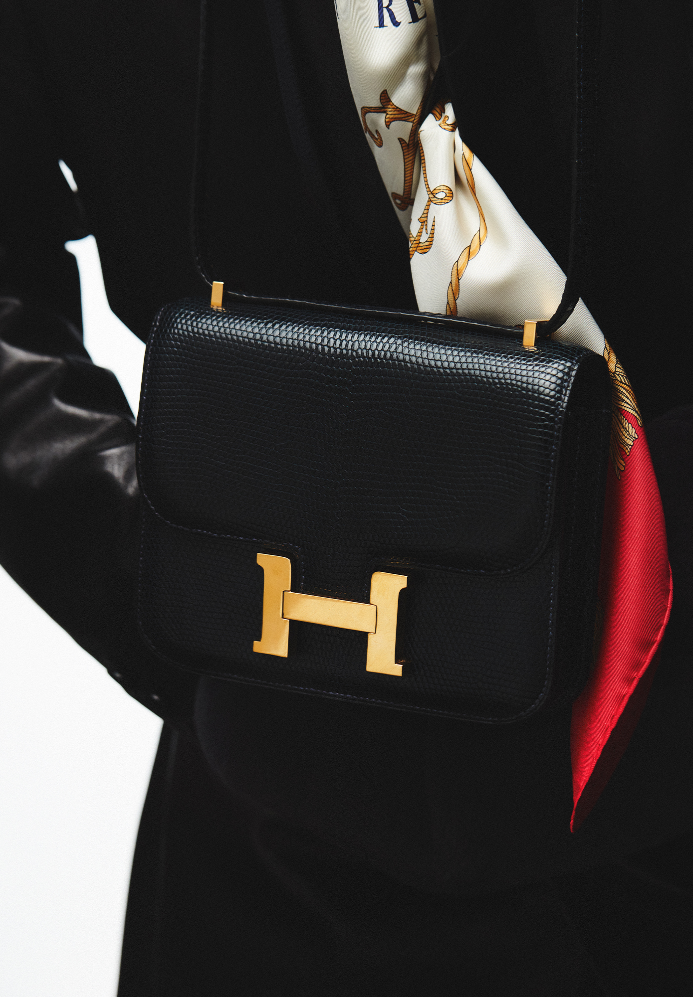 Винтажная сумка Hermès Constance 18 Mini Bleu Marine Lizard