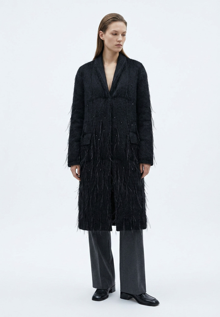 Пуховое пальто Jason Wu с перьями страуса