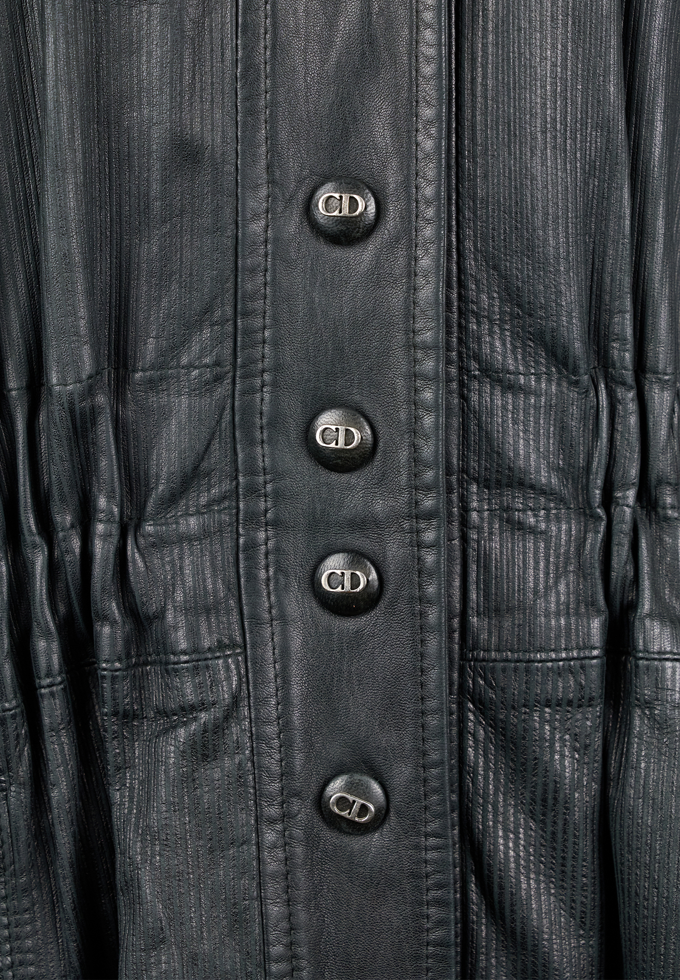 Кожаная парка Christian Dior с меховой оторочкой