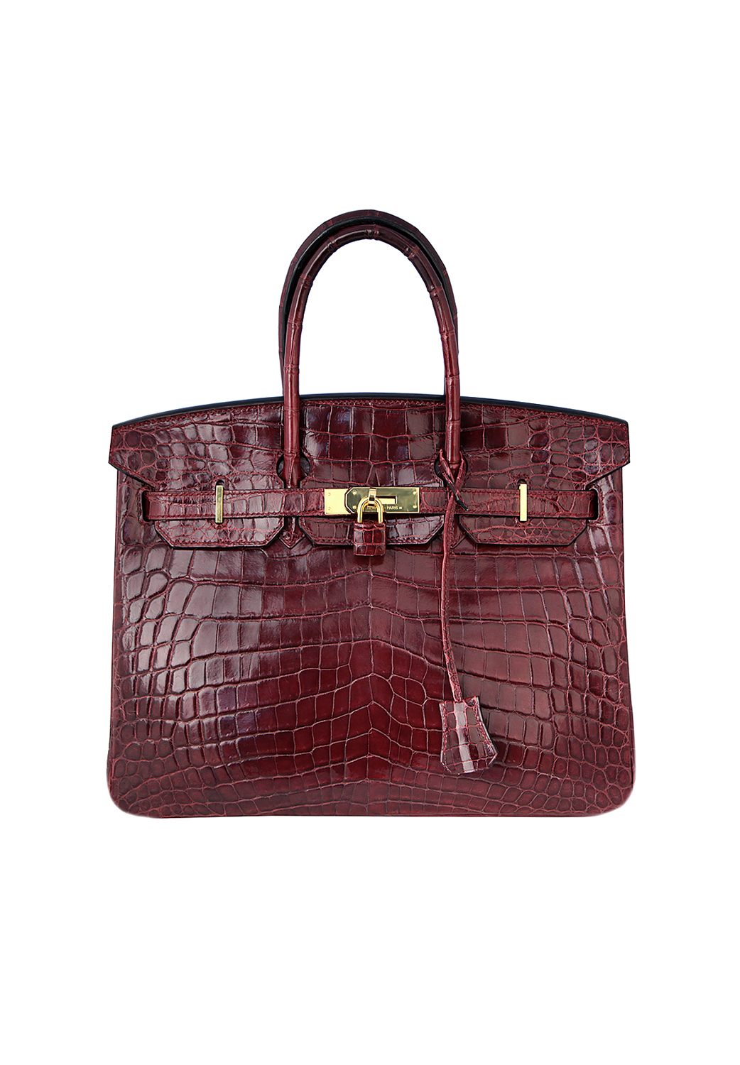 Бордовая крокодиловая сумка Hermès Birkin 35