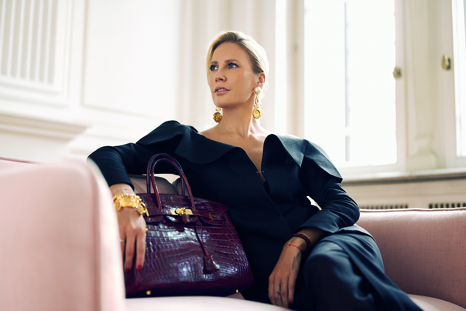 Бордовая крокодиловая сумка Hermès Birkin 35