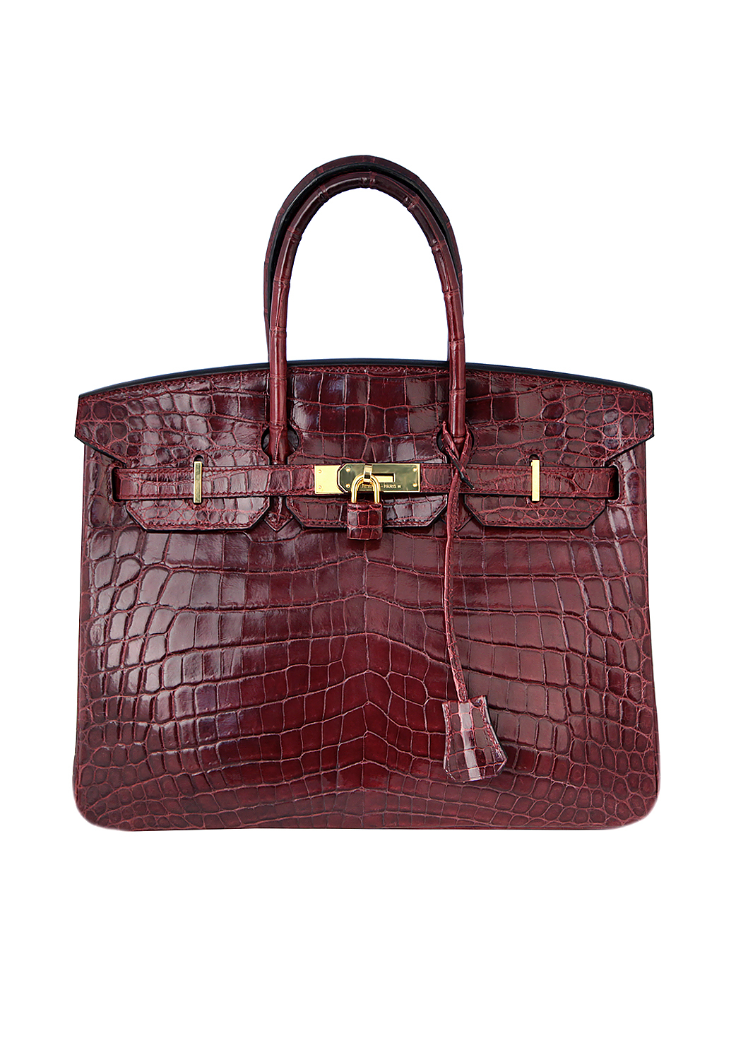 Бордовая крокодиловая сумка Hermès Birkin 35