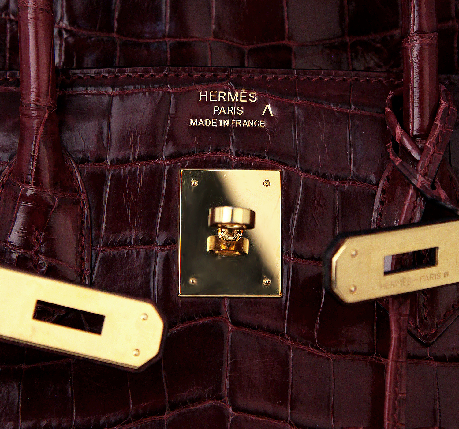 Бордовая крокодиловая сумка Hermès Birkin 35