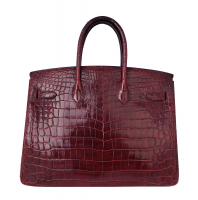 Бордовая крокодиловая сумка Hermès Birkin 35
