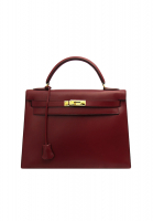 Сумка Hermès Kelly 32 в коже Box цвета Burgundy