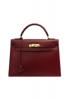 Сумка Hermès Kelly 32 в коже Box цвета Burgundy