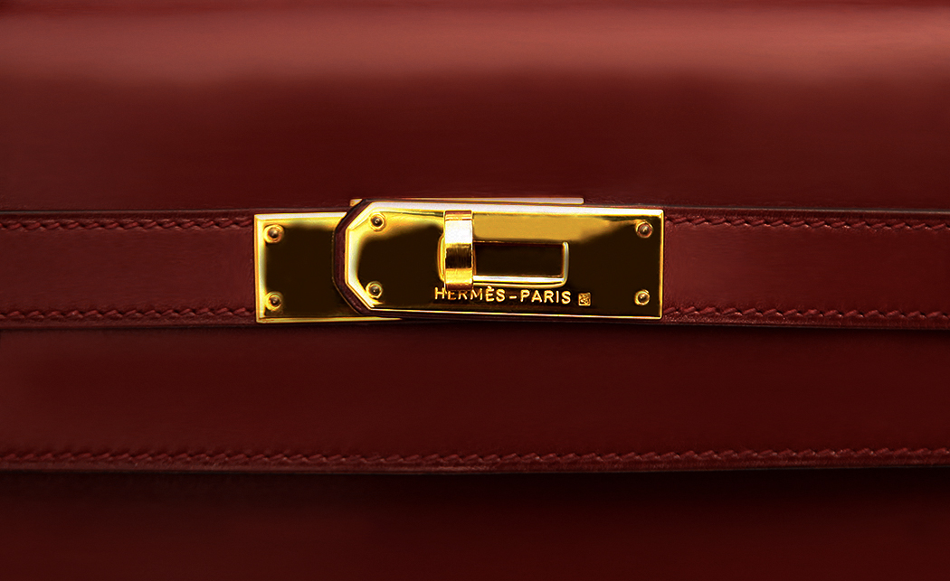 Сумка Hermès Kelly 32 в коже Box цвета Burgundy
