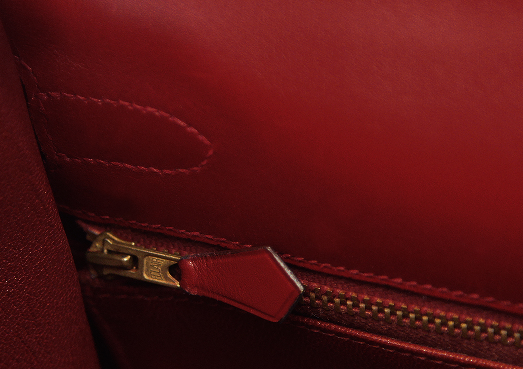 Сумка Hermès Kelly 32 в коже Box цвета Burgundy