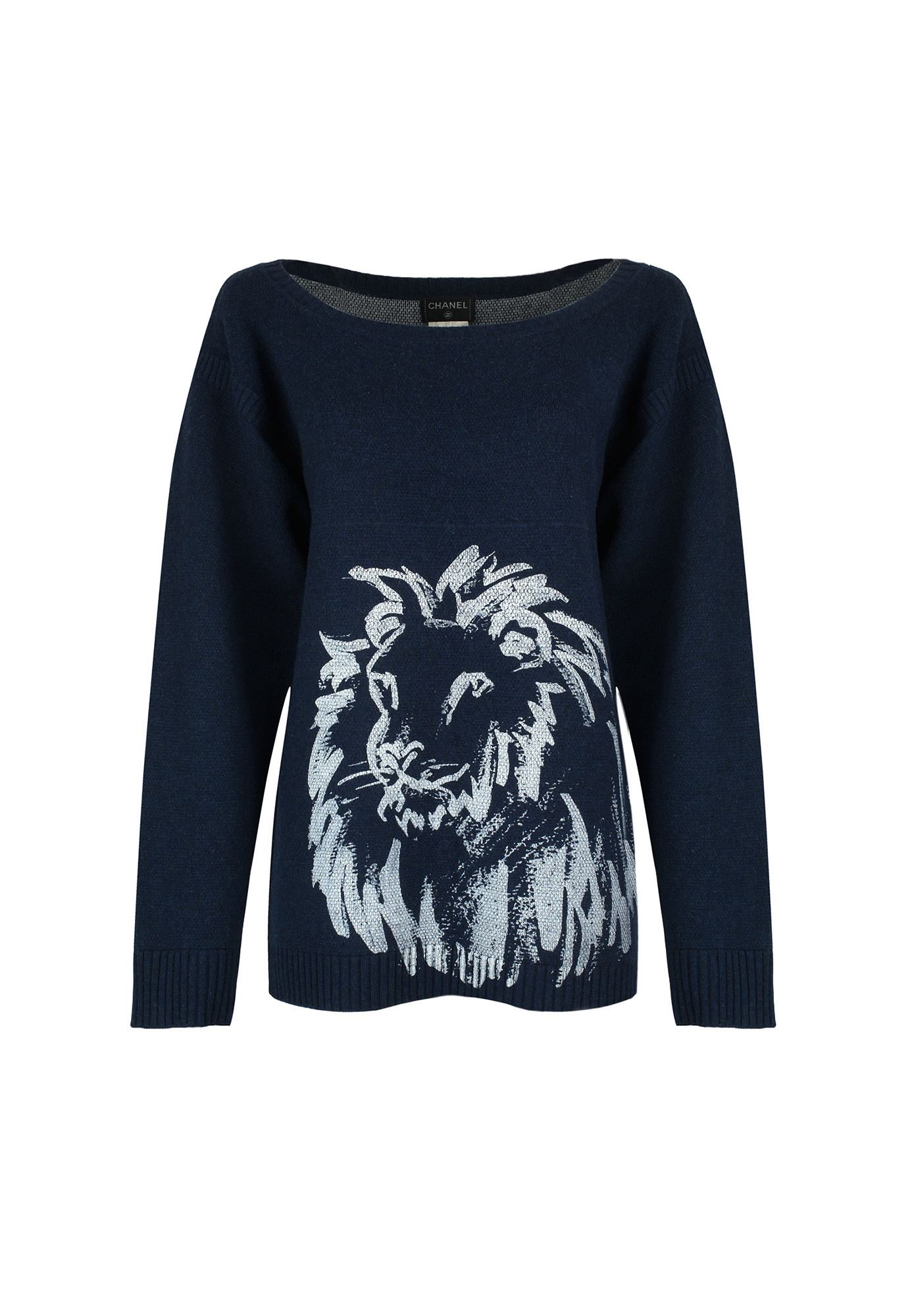 Темно-синий свитер Chanel с принтом