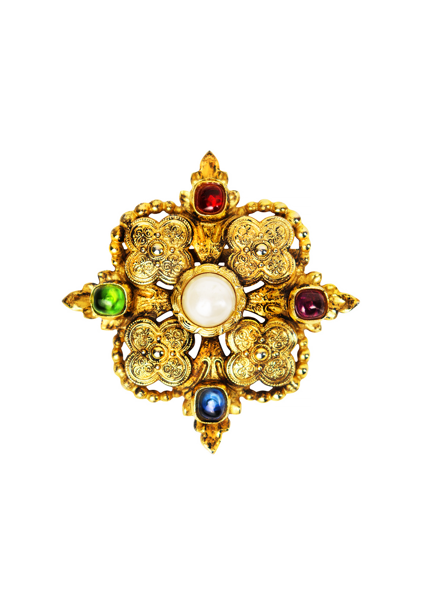 Брошь Chanel с жемчугом и кристаллами Gripoix