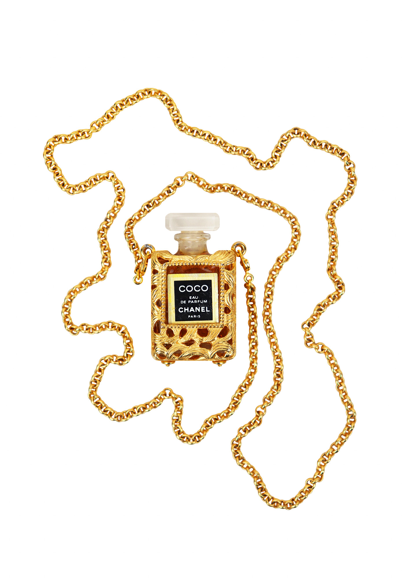 Колье-цепь Chanel с флаконом духов Coco