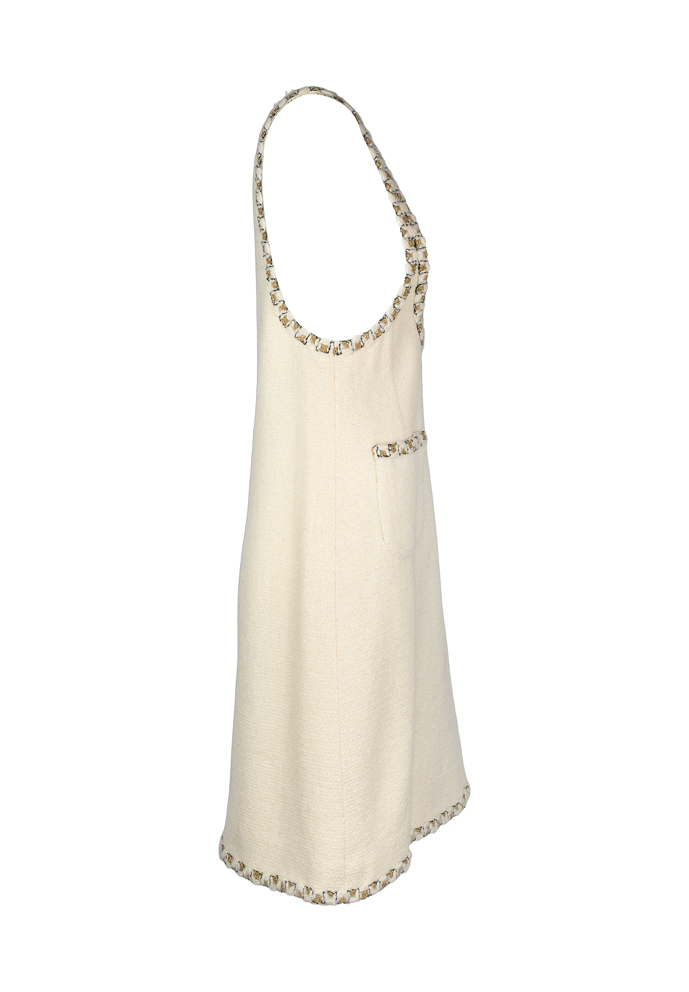 Твидовый сарафан Chanel с золотистой отделкой