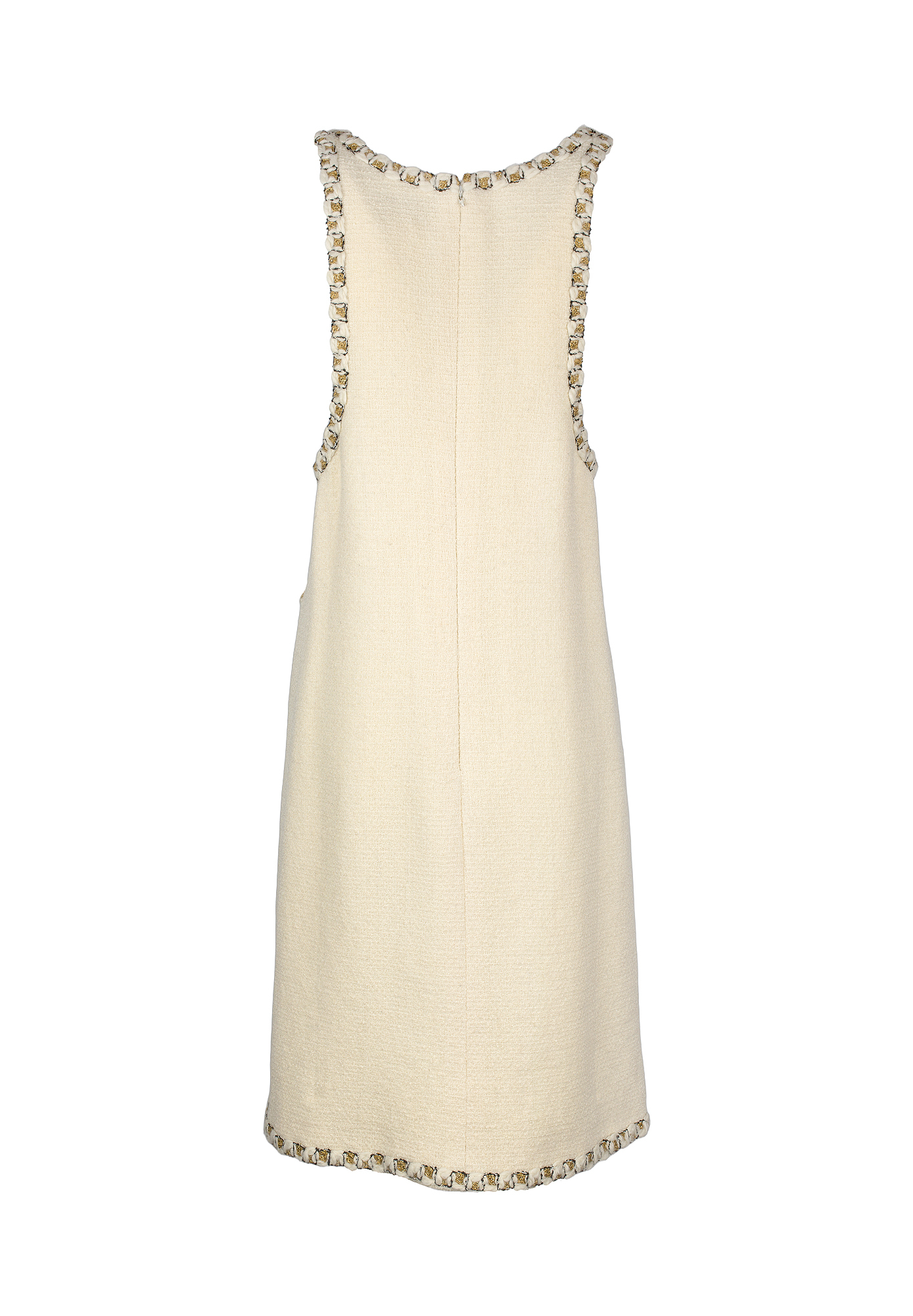 Твидовый сарафан Chanel с золотистой отделкой