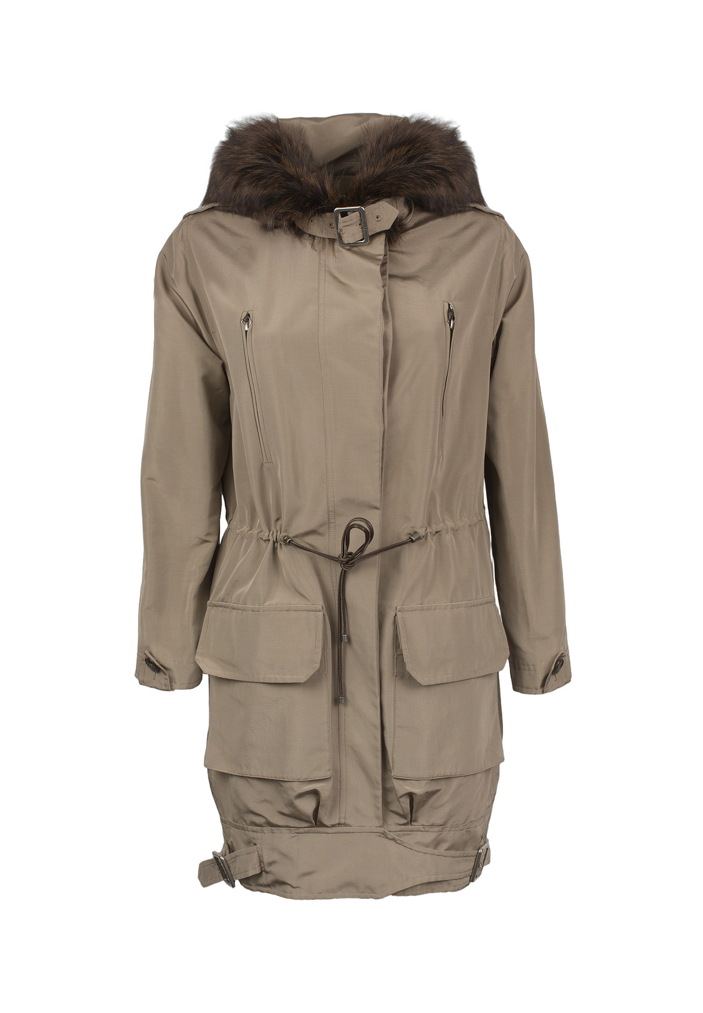 Бежевая парка Christian Dior с меховой отделкой