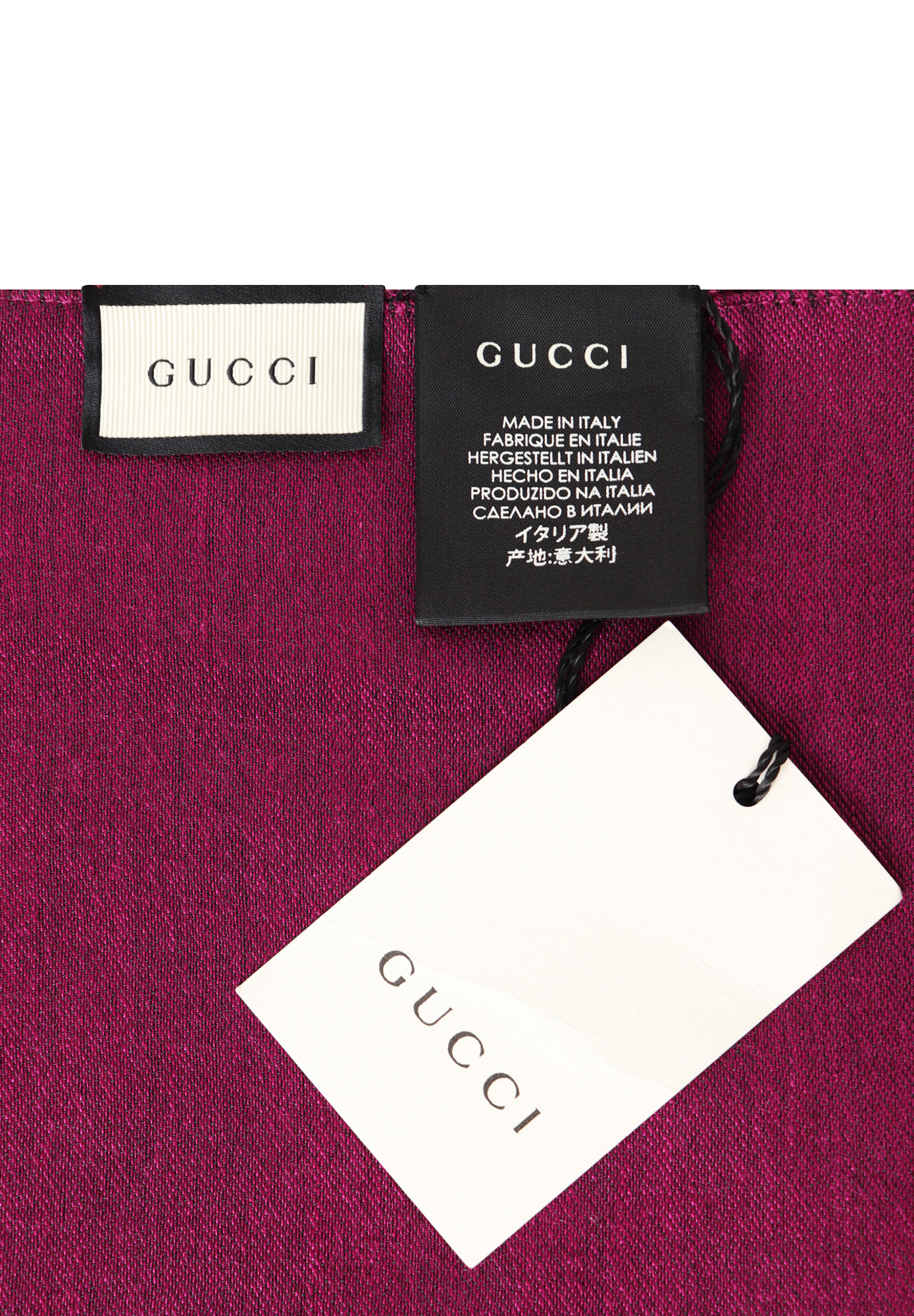 Шаль Gucci с монограммами и бахромой