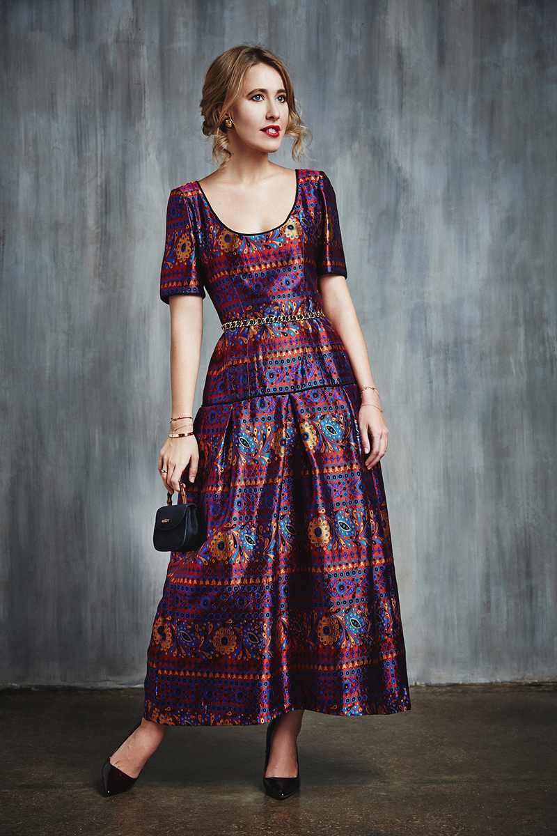 Парчовое платье Yves Saint Laurent с принтом