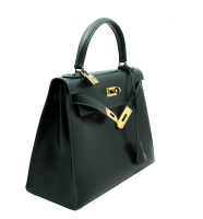 Зеленая сумка Hermès Kelly 28 в коже Box
