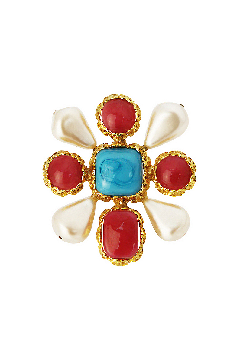 Брошь Chanel с жемчугом и кристаллами Gripoix