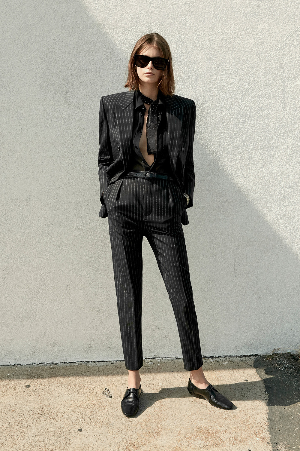 Черный жакет Saint Laurent в полоску