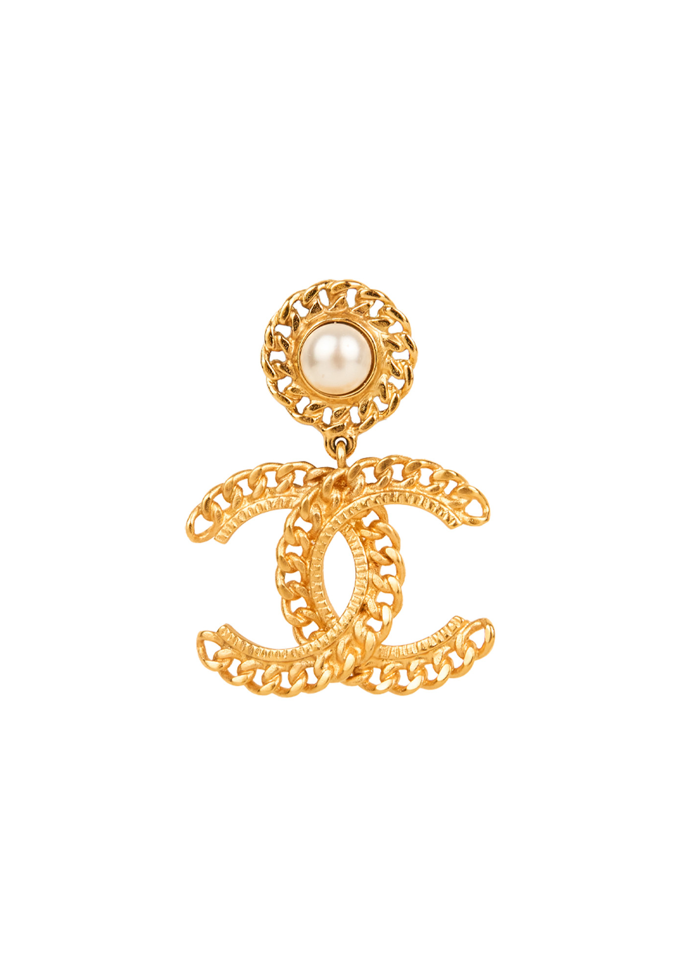 Серьги Chanel с жемчужинами и логотипом 