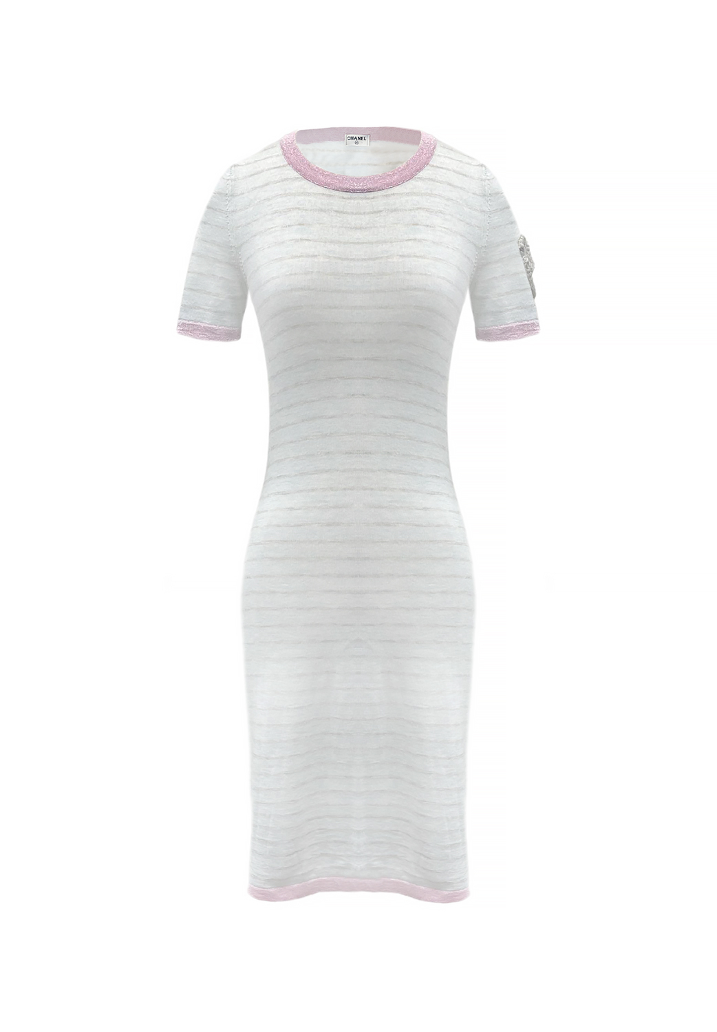 Серое платье Chanel в полоску