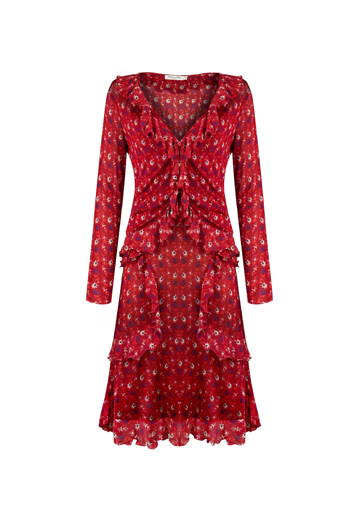Красный комплект Christian Dior с цветочным принтом