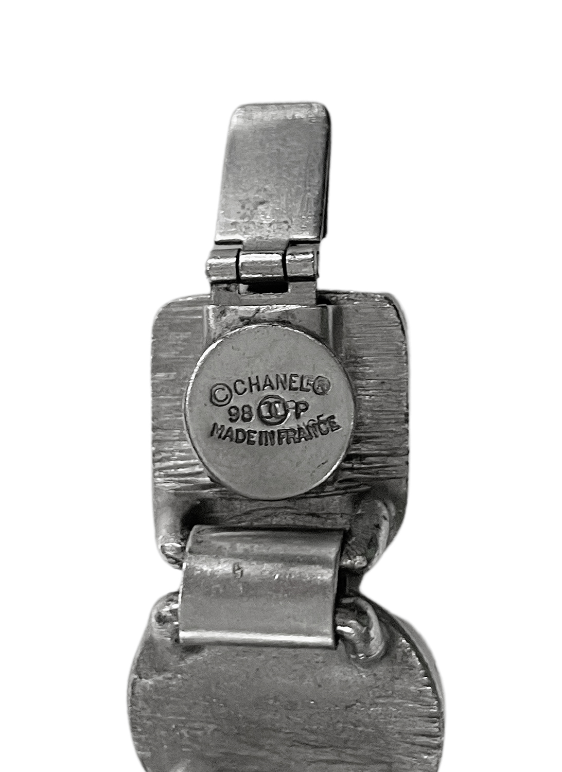 Серебристый браслет Chanel с кристаллами