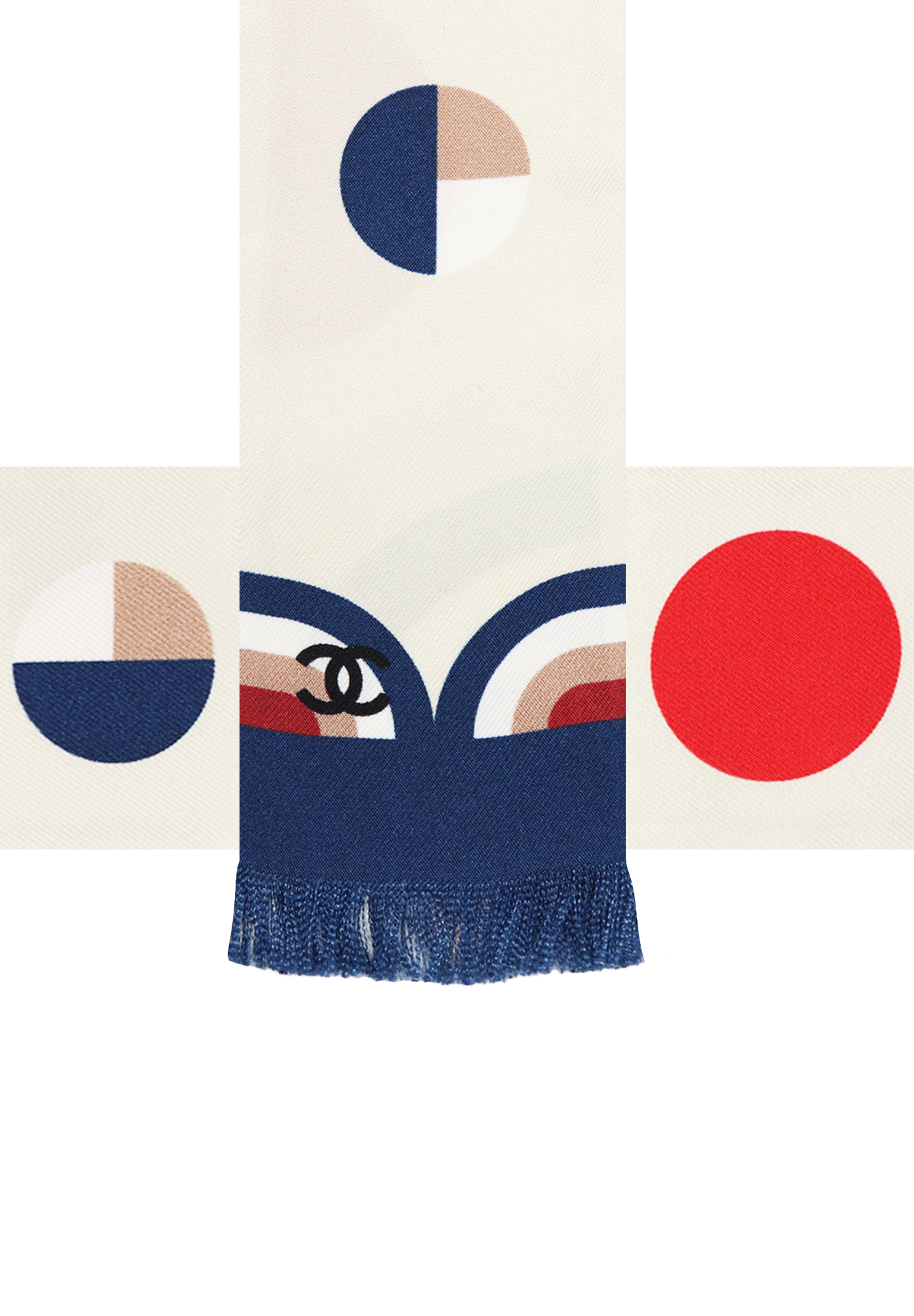 Шелковый шарф-бандо Chanel с бахромой