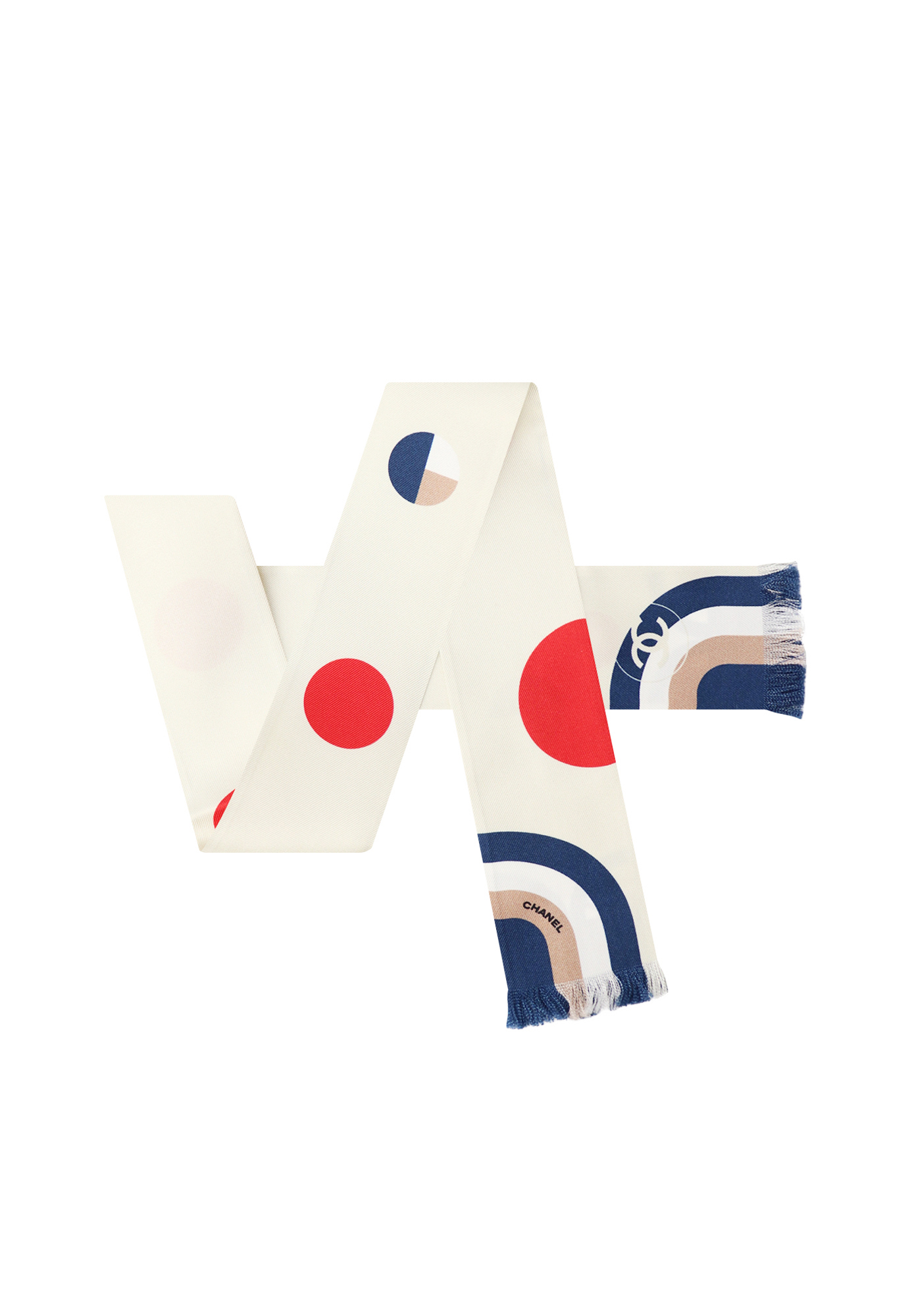 Шелковый шарф-бандо Chanel с бахромой