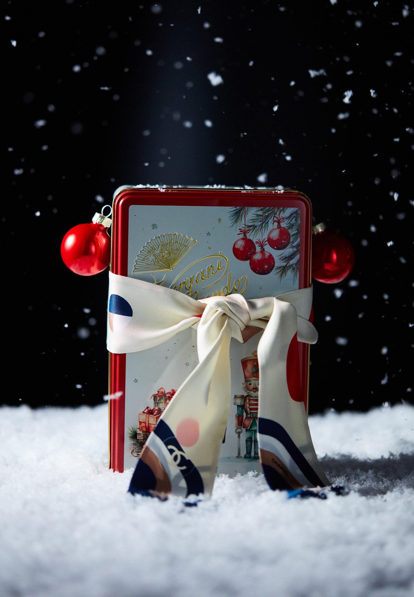 Шелковый шарф-бандо Chanel с бахромой