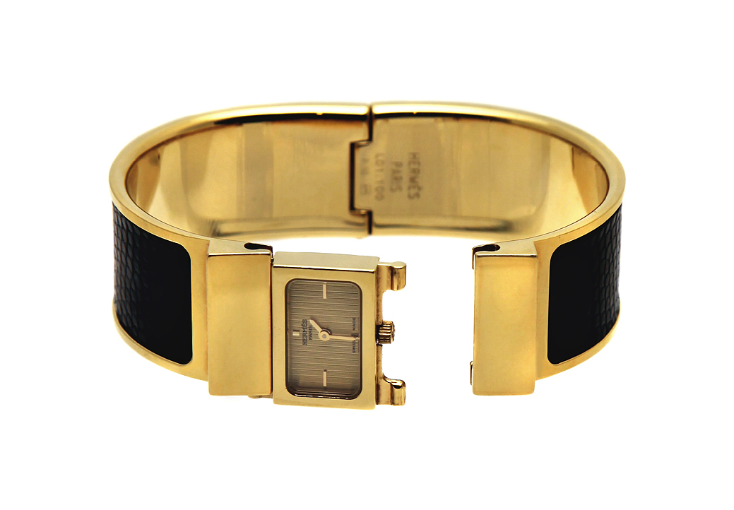 Часы-браслет Hermès с ремешком из рептилии