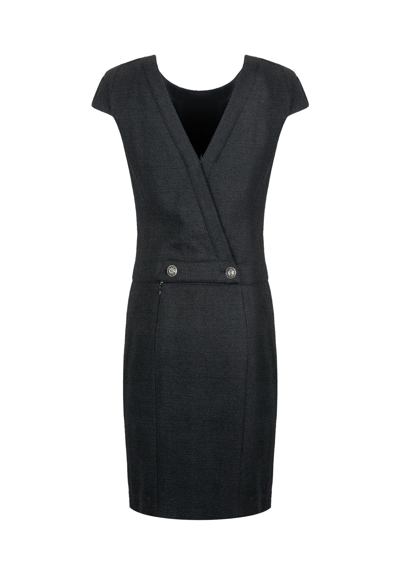 Черное льняное платье Chanel 