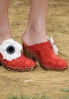 Замшевые сабо Chanel с цветком